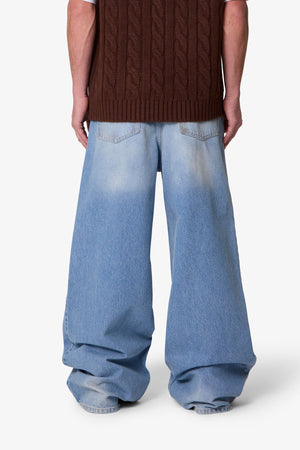 Baggy Distressed Rave Denim - Washed Blue
