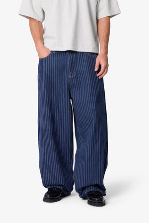 Baggy Pin Striped Denim - Rinsed Indigo