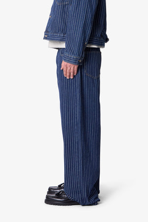 Baggy Pin Striped Denim - Rinsed Indigo