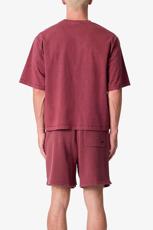 Cropped Tee - Washed Maroon