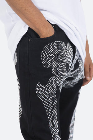 D249 Skeleton Straight Denim - Black/White