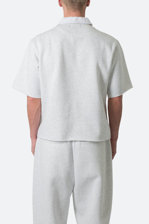Fleece Oversized Polo Shirt - Heather Grey