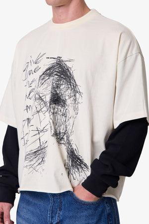 Layered Thermal Lost Tee - White/Black