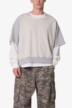 Layered Thermal Raglan Sweater - Heather Grey