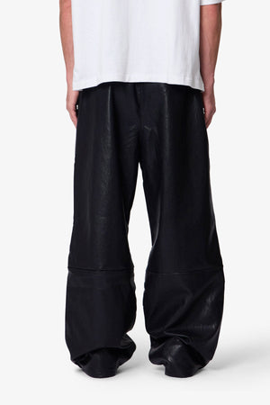 Leather Ultra Baggy Sweatpants - Black