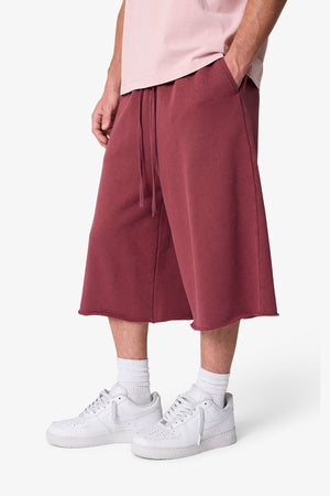 Long Sweatshorts - Washed Maroon