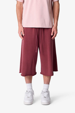 Long Sweatshorts - Washed Maroon