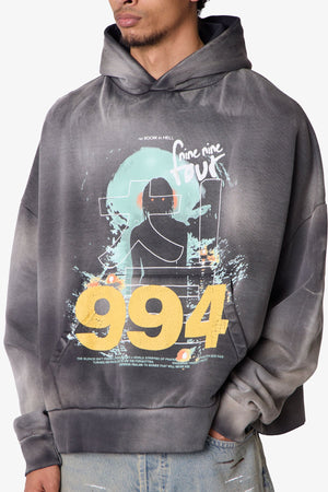 No Room in Hell Printed Hoodie - Washed Black