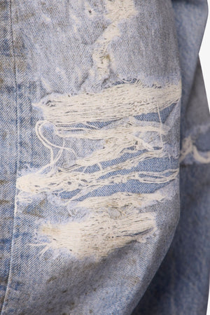 Oil Stain Printed Rave Denim - Blue