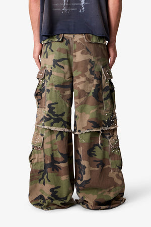 Pearled Rave Cargo Pants - Camo