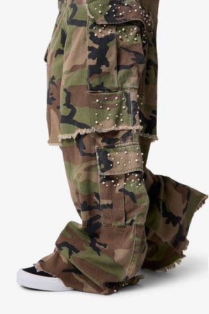 Pearled Rave Cargo Pants - Camo
