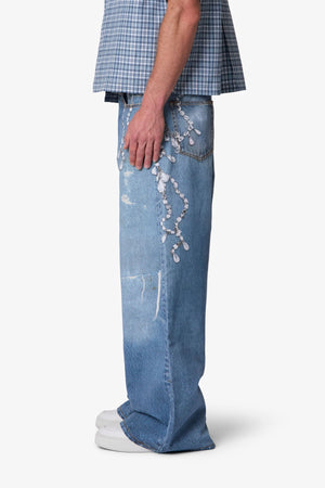 Rave Chain Printed Denim - Vintage Blue
