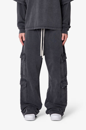 Ultra Baggy Cargo Sweatpants - Washed Black