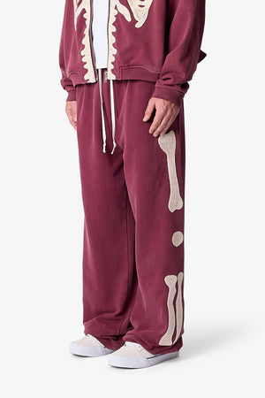Ultra Baggy Skeleton Sweatpants - Washed Red