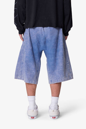 Ultra Baggy Stripe Twill Shorts - Washed Blue