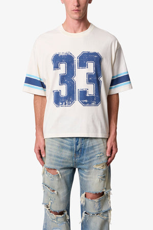Varsity Tee - Off White/Blue