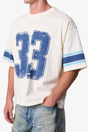 Varsity Tee - Off White/Blue