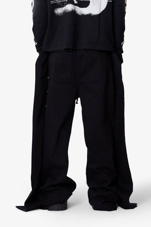 Wide Panel Side Snap Pants - Black