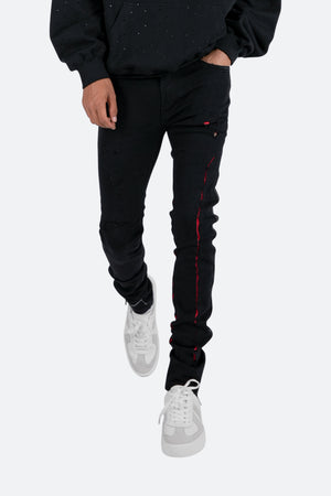 X412 Lava Skinny Denim - Black/Red