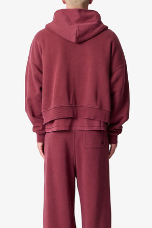 Zip Hoodie - Washed Maroon