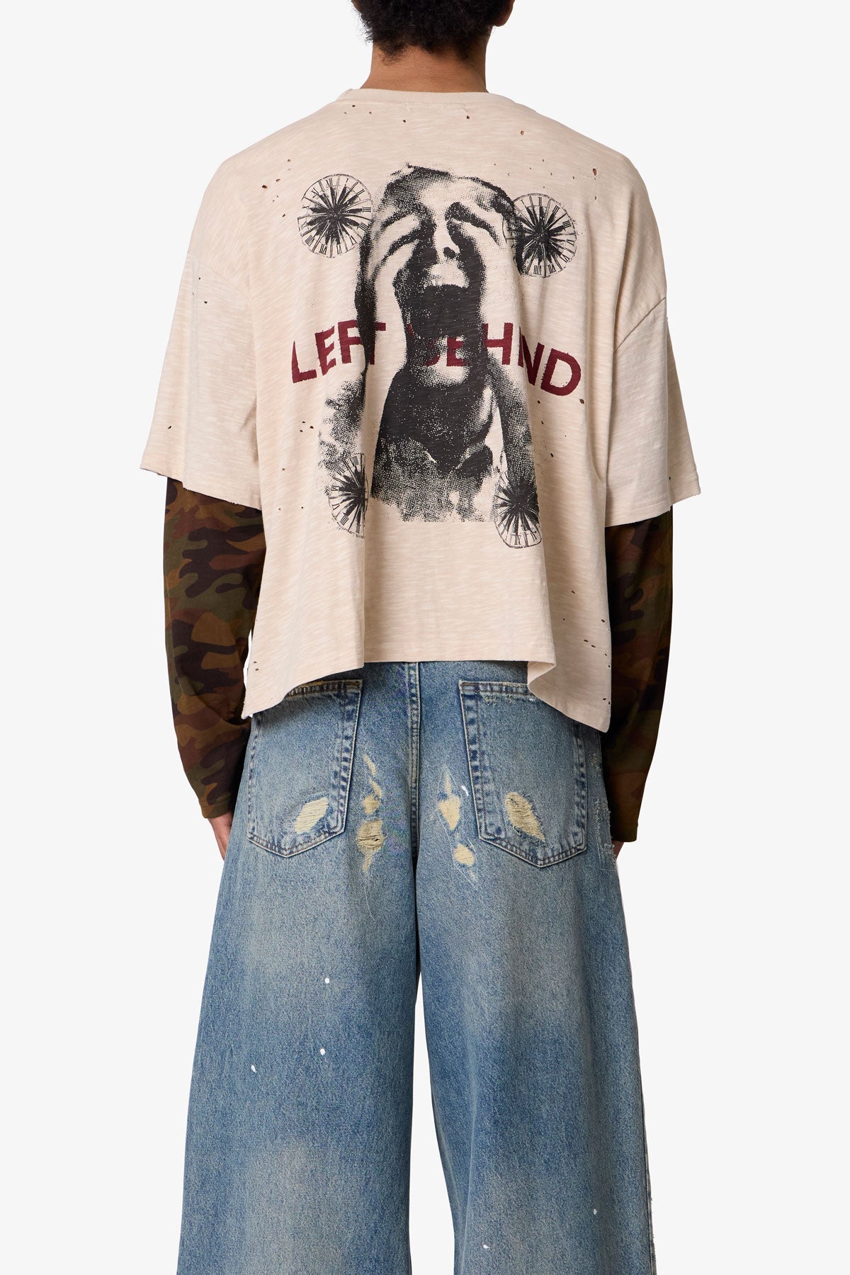 Abandoned Layered L/S Tee - Off White/Camo