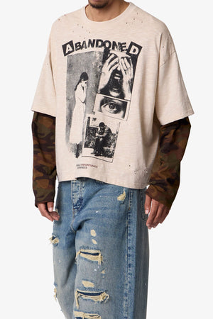 Abandoned Layered L/S Tee - Off White/Camo