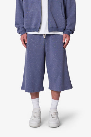 All Over Gemmed Sweatshorts - Blue