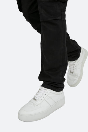 B357 Waxed Cargo Flare Denim - Black