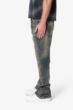 B384 Metal Eyelet Flare Denim - Rust