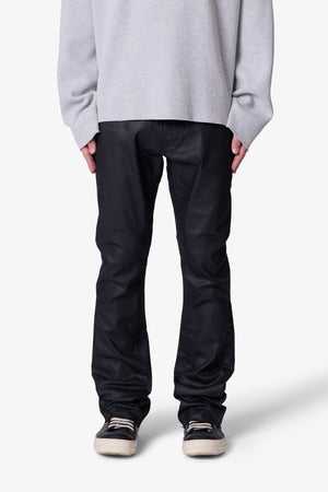 B447 Waxed Flare Denim - Black