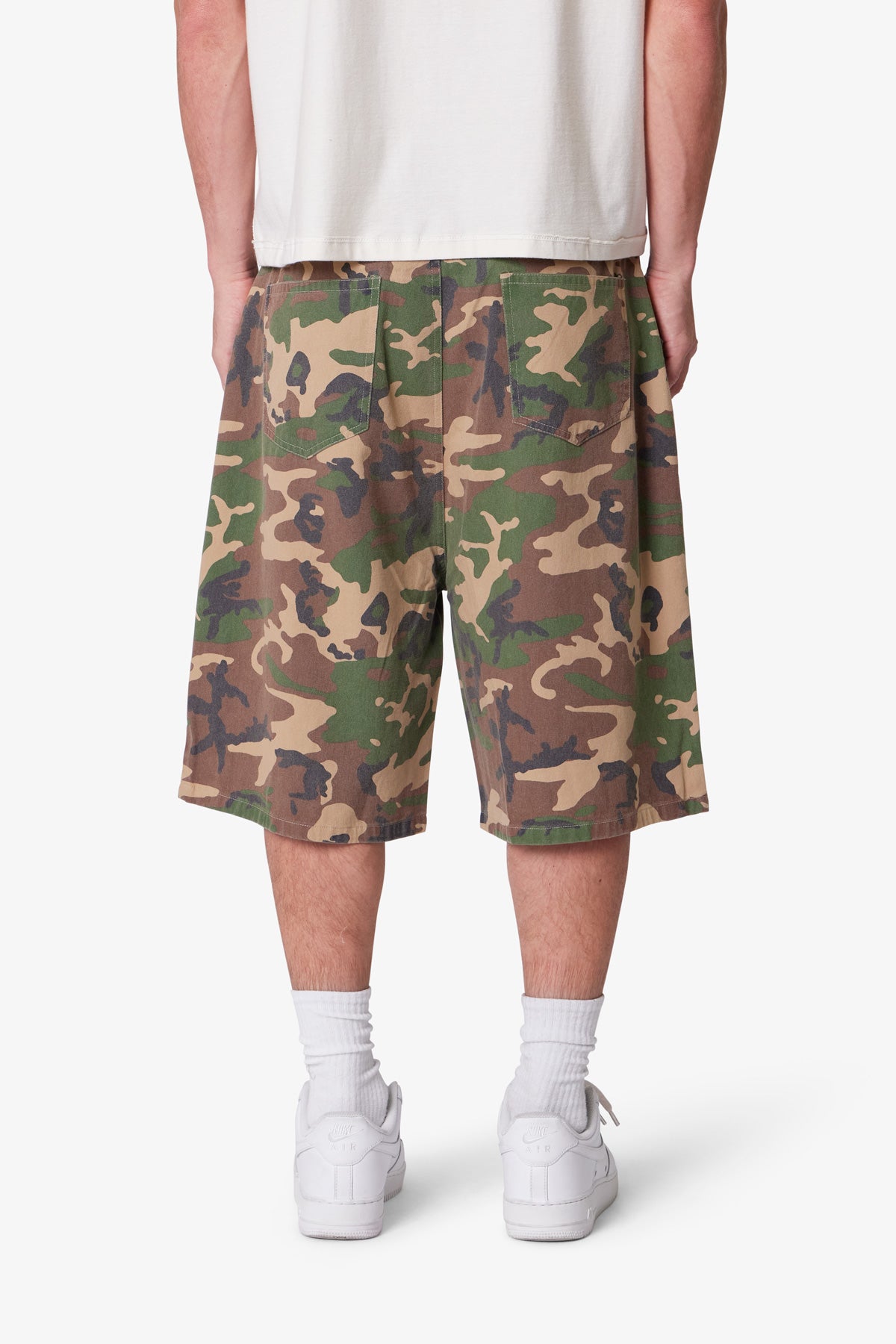 Baggy Camo Twill Shorts - Woodland Camo