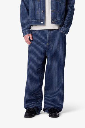 Baggy Pin Striped Denim - Rinsed Indigo
