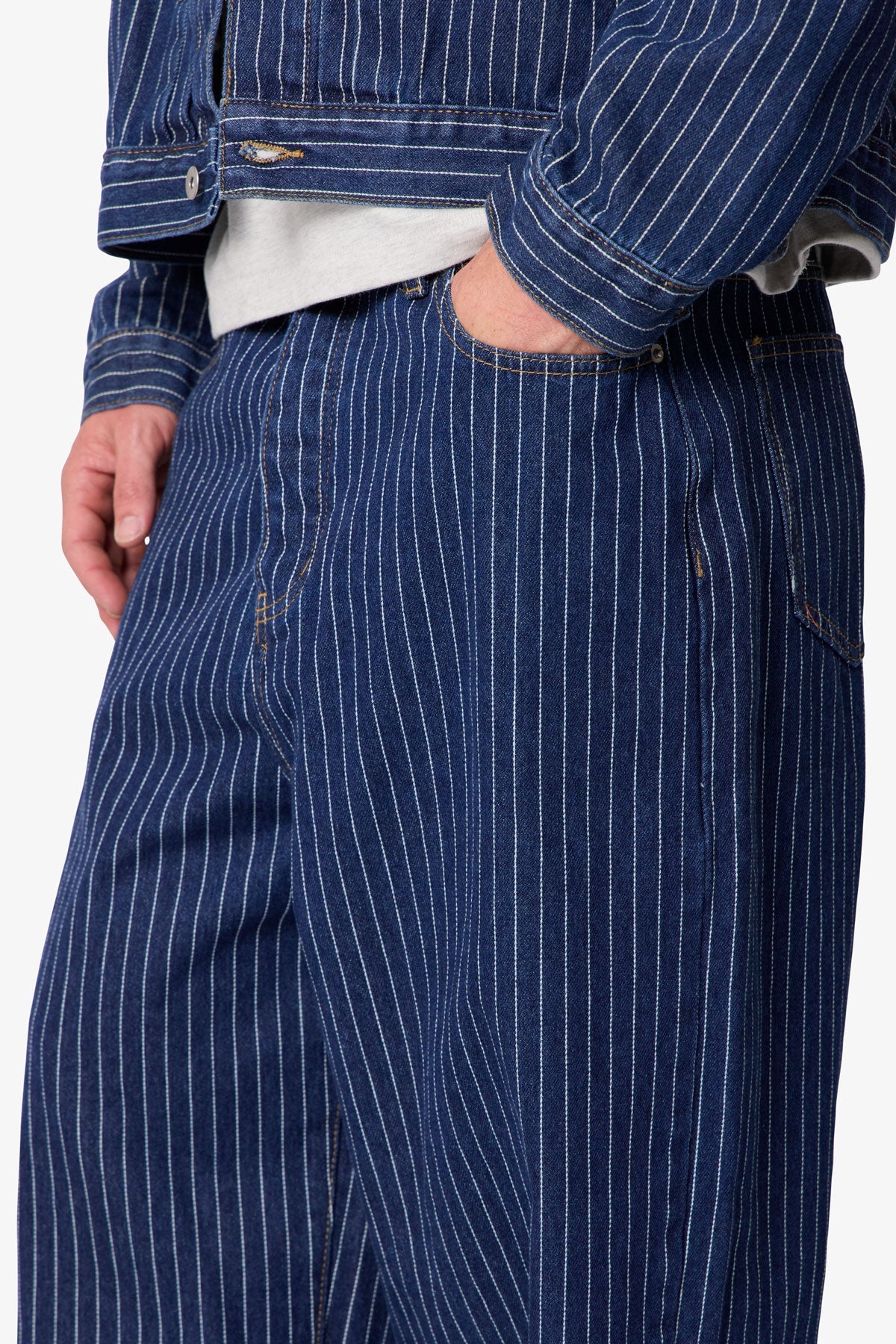 Baggy Pin Striped Denim - Rinsed Indigo