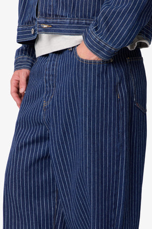 Baggy Pin Striped Denim - Rinsed Indigo