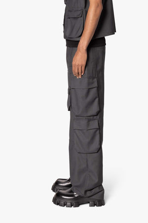 Bonded Gabardine Cargo Pants - Grey