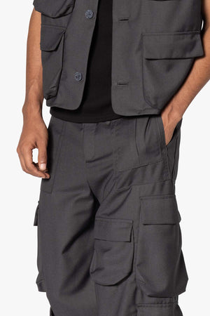 Bonded Gabardine Cargo Pants - Grey