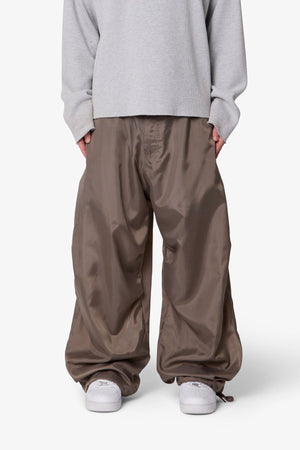 Cinched Baggy Nylon Pants - Olive