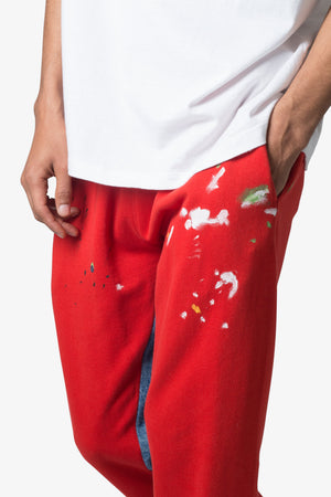 Contrast Bootcut Sweatpants - Red