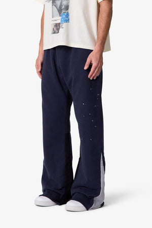 Contrast Kick Flare Sweatpants - Navy