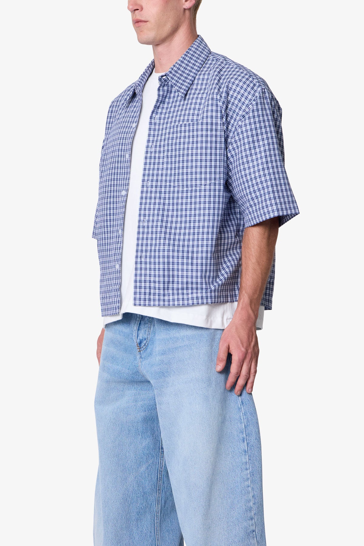 Crispy Poplin Over Shirt - Blue