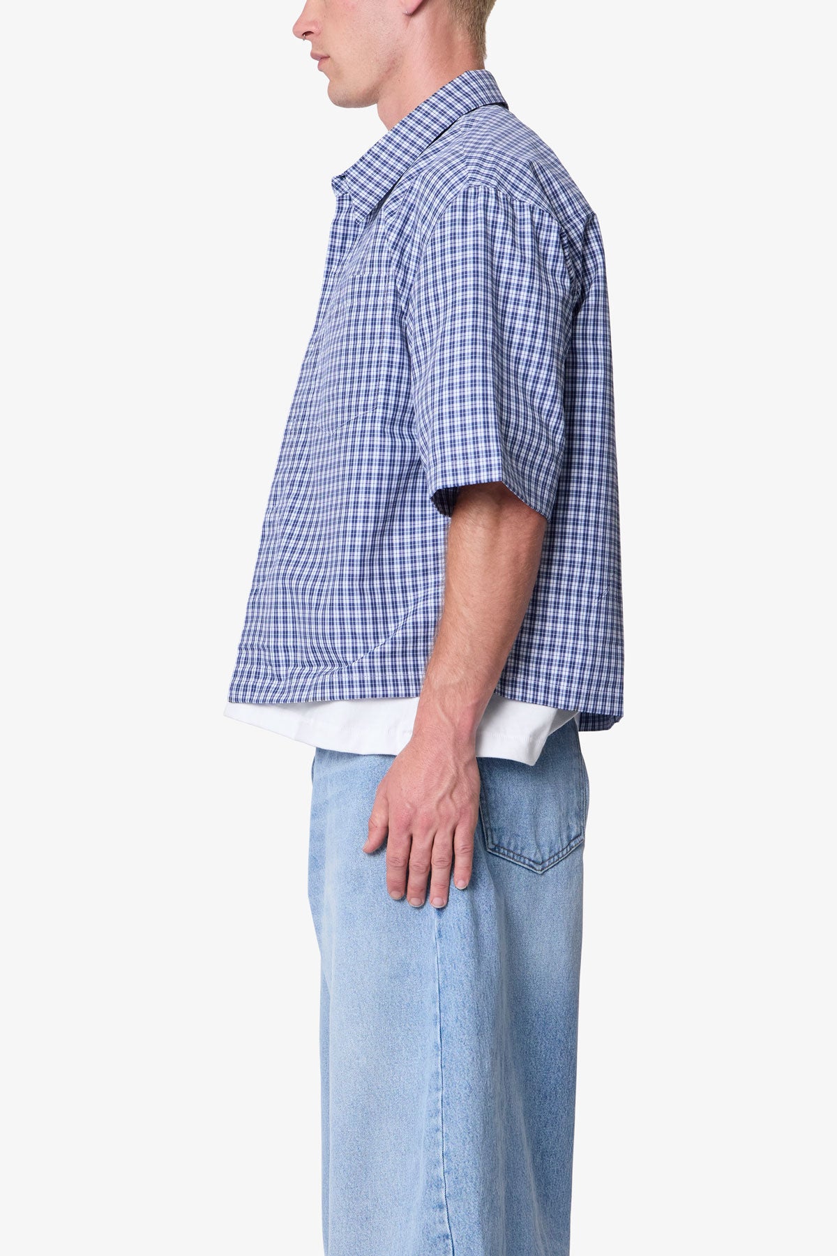 Crispy Poplin Over Shirt - Blue