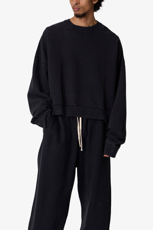 Cropped Crewneck - Washed Black