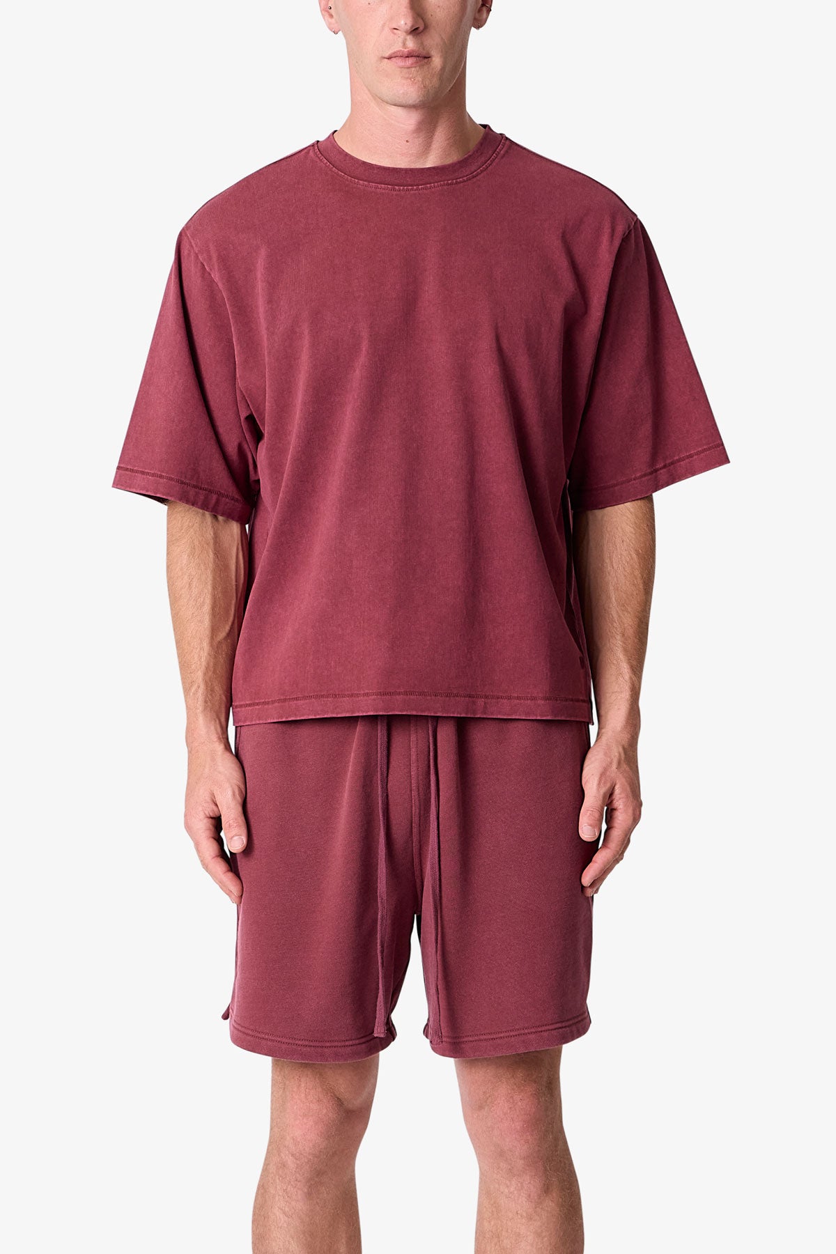 Cropped Tee - Washed Maroon