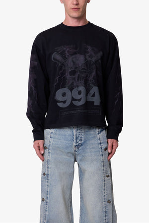 Crossbone L/S Tee - Washed Black