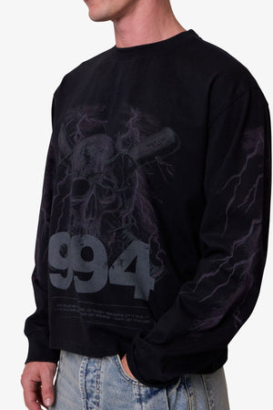 Crossbone L/S Tee - Washed Black