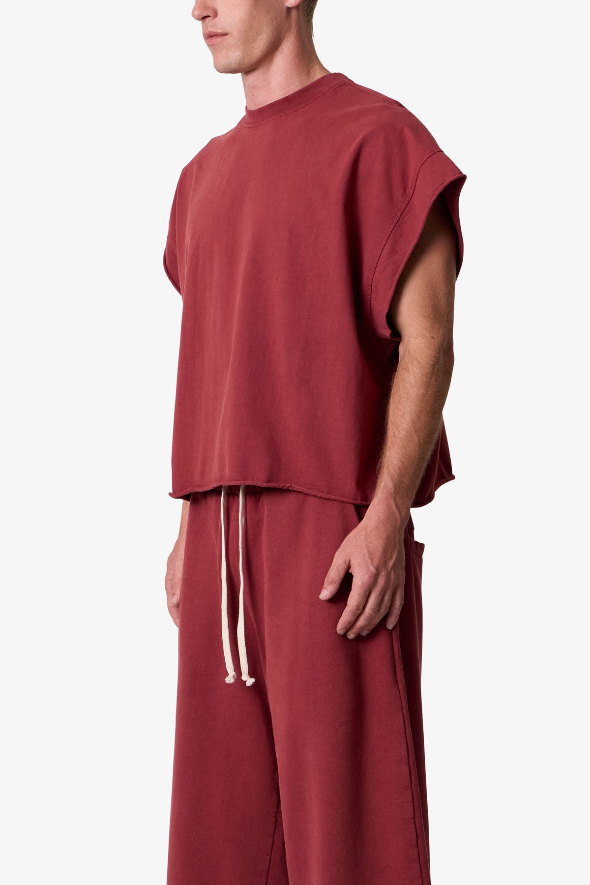 Cut Off Tee - Maroon