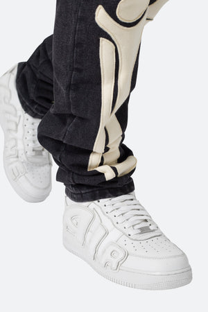 D184 Skeleton Straight Denim - Black/White