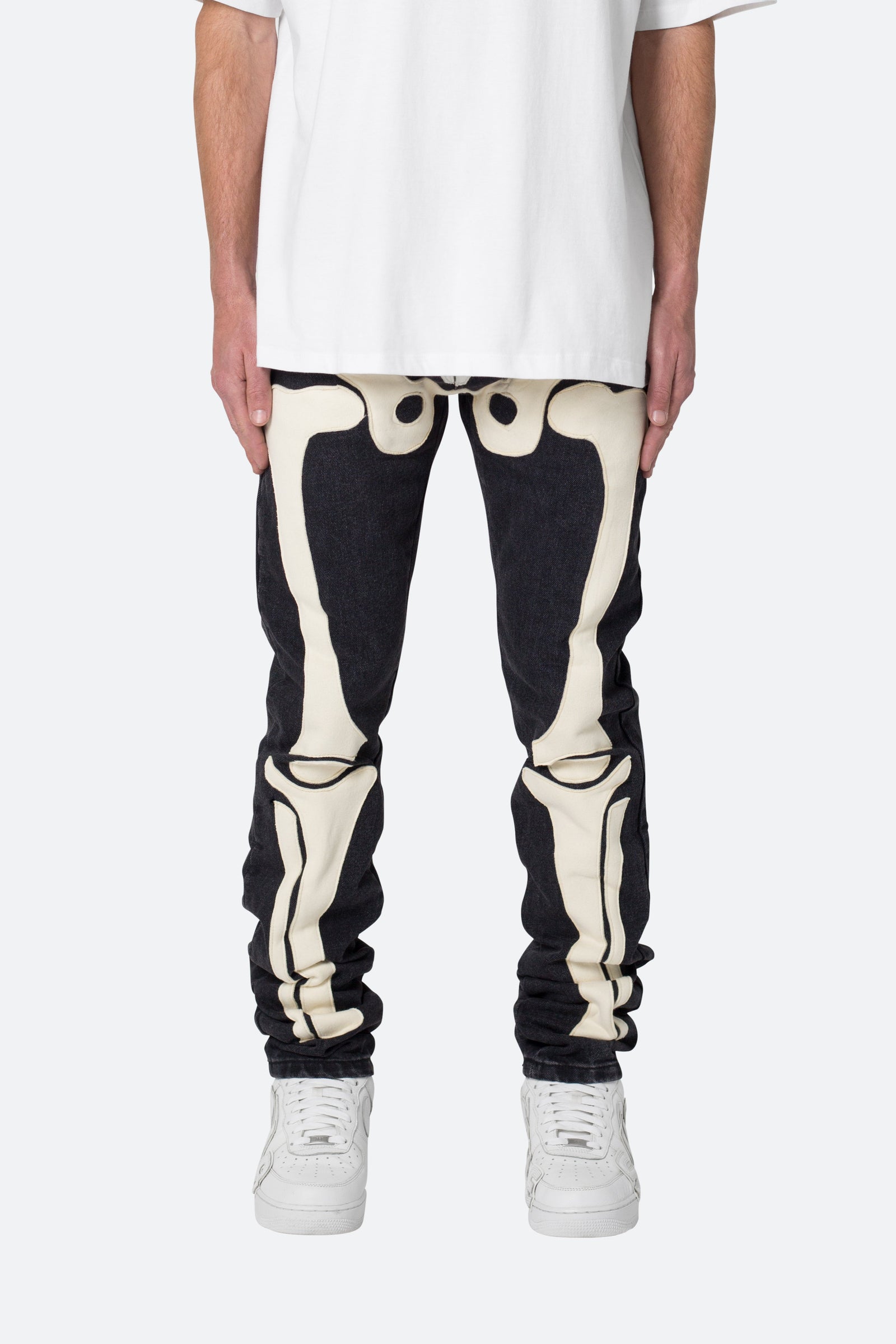 D184 Skeleton Straight Denim - Black/White