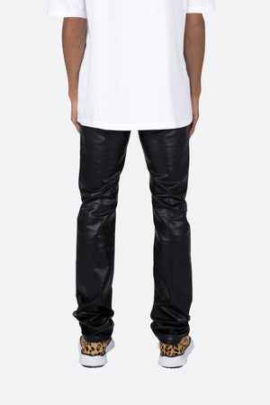 D481 Leather Straight Pants - Black