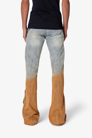 D519 Zipper Flare Denim - Light Blue